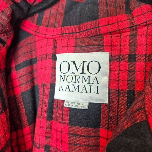Omo Norma Kamali 80s Red & Black Buffalo Plaid Puffer Sleeping Bag Car Jacket OS - Picture 3 of 14